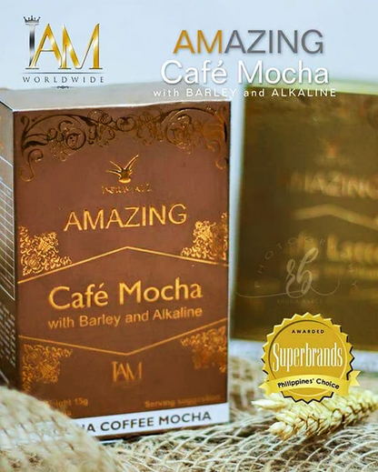 Amazing Coffee Mocha with Barley and Alkaline | 1 Box | 10 Sachets | Free Shipping